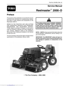 Manual de servicio Toro 2000 | Reelmaster 2000-D | CD O USB - Imagen 1 de 10