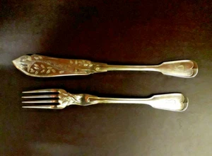 BMF ASII (Alpacca Silber) Fischbesteck mit Jugendstil Ornamentik für 7 Personen - Bild 1 von 7