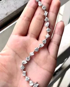 15Ct Multi Cut Lab Created Diamond Tennis Women's Bracelet 14K White Gold Plated - Picture 1 of 9