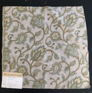 HIGHLAND COURT Courtney Opal 16 3/4 x 17 1/4" Woven Floral Fabric Sample - Picture 1 of 3
