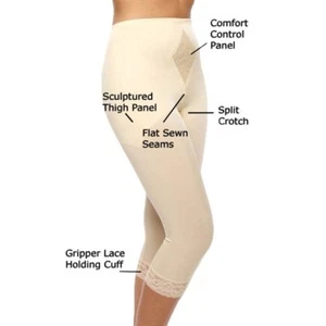Rago Shapewear Diet Minded Mid-Calf Capri Beige Pant Liner Size 32/XL - Picture 1 of 7