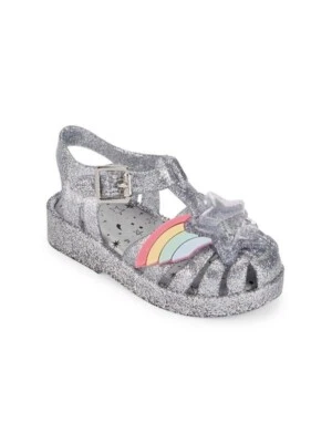 MINI MELISSA Little Girl's Silver Glitter Rainbow Jelly Sandals size 9 - Image 1 of 4