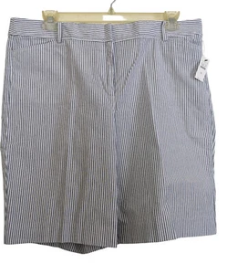Talbots The Perfect kurzer grauer Nadelstreifen Damen Größe 16 Baumwolle neu mit Etikett Hi Rise - Bild 1 von 5