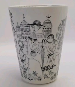 ARABIA Finland 5.5" Flower Vase Tumbler Emilia Raija Uosikkinen Graphic MCM - Picture 1 of 12