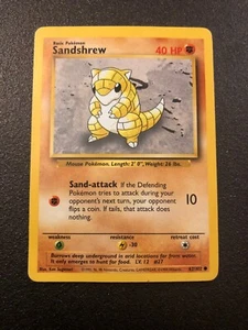 Pokemon Card Basic Sandshrew 40HP  62/102  NM/MT - Picture 1 of 2