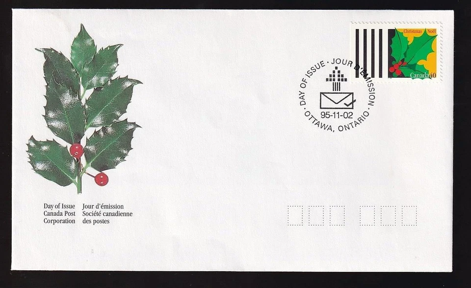 Acebo de Navidad Canadá FDC 1995 sc#1588 Foto 1 de 1