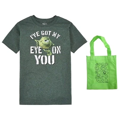 Conjunto de paquete de camiseta verde y bolso reutilizable Monsters University Big Boys -NUEVO CON ETIQUETAS Foto 1 de 4
