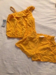Cat & Jack Two Piece Girl’s Set Shorts Tank Gold NWT Size L 10/12 - Picture 1 of 5