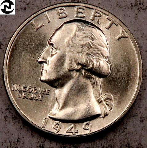 1949 Washington Quarter ~ Gem BU ~ 90% Silver ~ 1 Coin Cover