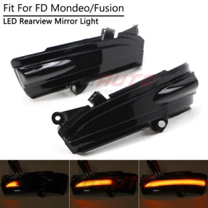 For Ford Mondeo Fusion 14-20 LED Side Mirror Light w/ Turn Signal Blinker Smoke - Picture 1 of 12