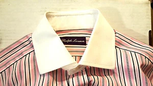 Ralph Lauren Mens purple label L/slv shirt 14 1/2 Pink stripe french cuff nwot - Picture 1 of 6
