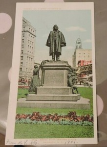 1904 Narrow Detroit Post Card #7622 Henry Ward Beecher Statue Brooklyn NYC