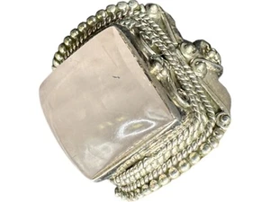 Anillo de Plata de Ley 925 India Cuadrado Cuarzo Rosa Cristal Piedras Preciosas Ornamentadas Talla 8 - Imagen 1 de 9