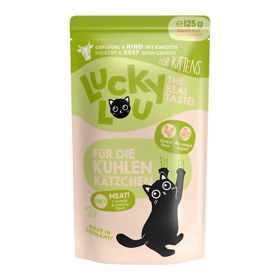 Lucky Lou Lifestage Kitten Geflügel & Rind Katzenfutter Nassfutter 16x125gr - Bild 1 von 4