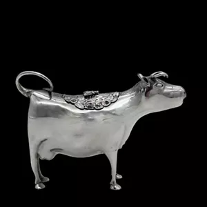 Antique Victorian Silver Cow Cream Jug London 1881 Daniel & Charles Houle - Picture 1 of 8