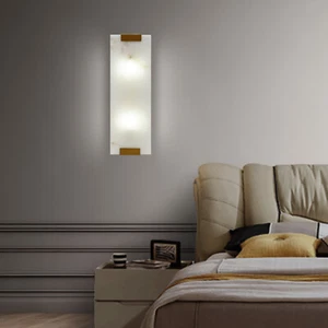 Hand-Carved Alabaster Sconce Rectangular G9 Light Wall Lamp Bedroom Kitchen US - Picture 1 of 13