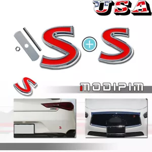 3D Metal S Red Front Grill Badgew/Bolt Trunk Lid Emblem For Infiniti Q50 Q60 Q70 - Picture 1 of 7