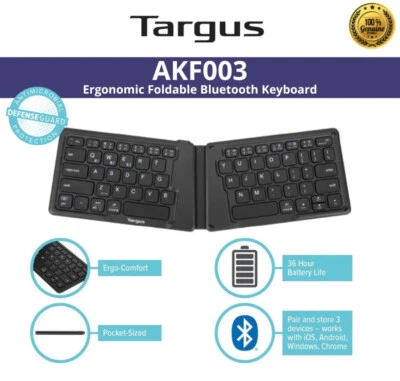 TARGUS Ergonomic Antimicrobial Foldable Wireless Keyboard (Windows/Mac/Android) - Image 1 of 4