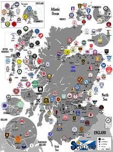 SCOTLAND Football Clubs map. Poster. Cartography. (50 x 70 cm) - Foto 1 di 1
