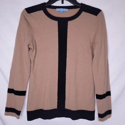 Antonio Melani Sweater Womens Medium Brown Black Wool Blend Crew Neck  - Image 1 of 4