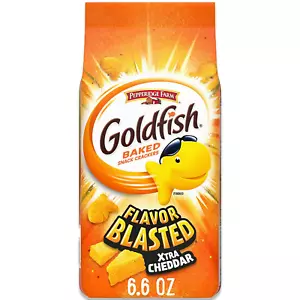 Goldfish Flavor Blasted Xtra Cheddar Cheese Crackers, Baked Snack, 6.6 Oz Bag - Picture 1 of 8
