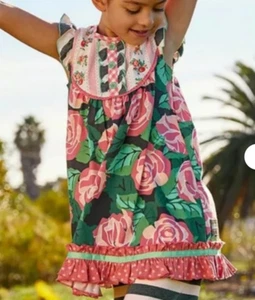 Matilda Jane Brilliant Daydream All Abloom Pink Roses Floral Dress Girls Sz 4 - Picture 1 of 7