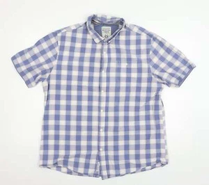 Boston Crew Mens Blue Check Cotton Button-Up Size XL Collared Button - Picture 1 of 12