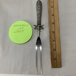 Sterling Silver REPOUSSE Large Carving Fork 8.5” Long - Picture 1 of 7