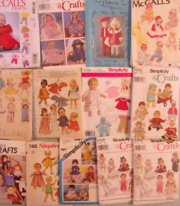 LOT 20 VINTAGE Doll Clothes Sewing Patterns Assorted Sizes Age & Makers