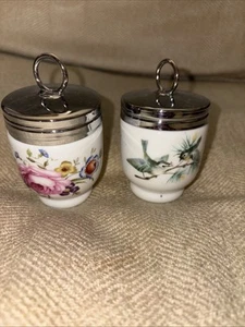 Royal Worcester Porcelain Egg Coddlers Bournemouth Rose/Flowers - Picture 1 of 7