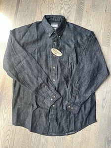 Vintage High Sierra Denim Shirt Mens M Charcoal Jean Long Sleeve Button Up NWT - Picture 1 of 5