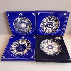 Masons Ringtons Decorative 10” Plates Blue & White 90’s ‘Story Of Tea’ Caddy Jug - Picture 1 of 24