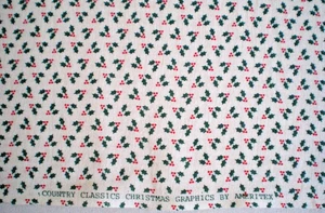 COUNTRY CLASSICS CHRISTMAS GRAPHICS BY AMERITEX ALLOVER HOLLY BERRIES LEAVES NEW - Picture 1 of 3