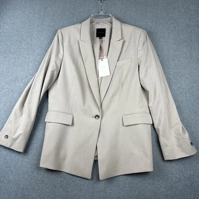 Blazer Alex Marie Mujer 12 Beige Liza Muesca Cuello Un Botón Oficina Carrera Nuevo Foto 1 de 4