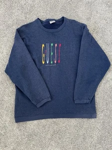 Vintage Guess Jeans Sweatshirt Men’s M Navy Blue Embroidered Crewneck USA - Picture 1 of 5