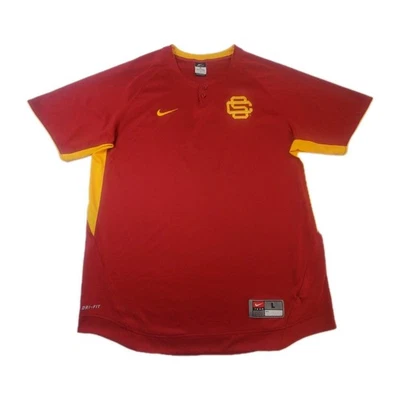 Nike USC Trojans Baseball Jersey Adult Large Red Short Sleeve Practice Shirt Top - Image 1 of 4