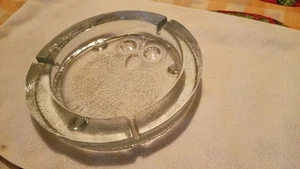 Vintage Mid-Century Blenko Clear Art Glass Big Hoot Owl Cigar Ashtray Heavy - Picture 1 of 9
