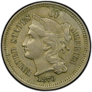 1870 3cN PCGS AU55 CAC - Picture 1 of 4