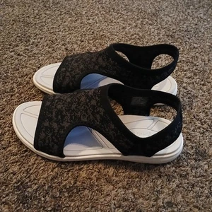 Sandalia Comfortview Mujer 9.5 WW The Serafina Sin Cordones Negra Gris Ligera - Imagen 1 de 6