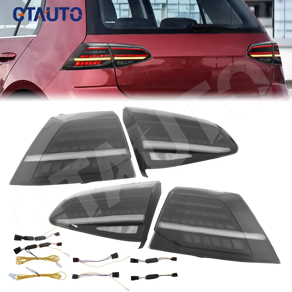 Smoke LED Tail Light Lamp for 2014-2019 Golf 7 MK7 7.5 GTI w/Sequential Turn Foto 1 de 4