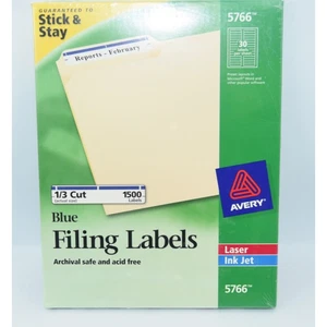 Avery Permanent File Folder Labels Stick & Stay Inkjet/Laser Blue 1500/Box 5766 - Picture 1 of 4