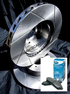 SLOTTED VMAX fits Ford Falcon BA BF FG FGX FRONT Disc Brake Rotors & BENDIX PADS - Picture 1 of 3