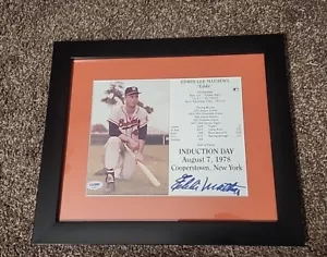 Eddie Mathews signed photograph 8x10 induction- Framed -PSA Hologram - Picture 1 of 3
