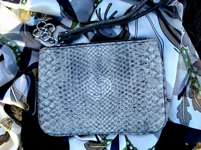 STELLA & DOT Soho Cuero de Serpiente en Relieve Muñequera Cartera Bolsa Bolso de Cosméticos Foto 1 de 4