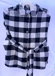 Draper James Eloquii Poncho Cape Coat Black and White Plaid Plus Size 26x28 NWOT - Picture 1 of 13