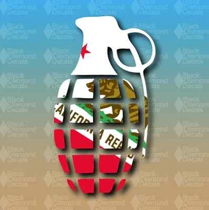 California State Flag Bear Grenade 6" Snowboard Custom Vinyl Decal Sticker - Picture 1 of 1