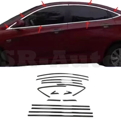 Windows Sill Molding Strip Trim For Hyundai Accent 2011-2016 Sedan Steel Black — 第 1/4 张图片