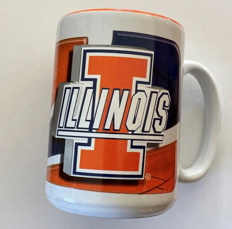 Set of 2 NCAA Illinois Fighting Illini 15 Oz Jumbo Coffee Tea Mugs Cups Logo Cover