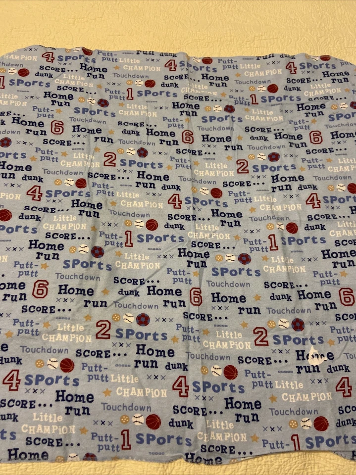 Cobertor de recepção de bebê Circo Sports Balls flanela azul estrela de basquete beisebol - Imagem 1 de 4