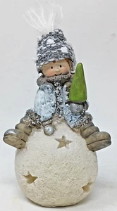 Lightup Snowball W/ Child Sitting On w/ Christmas Tree Holiday 6.5" #WS4 - Picture 1 of 7